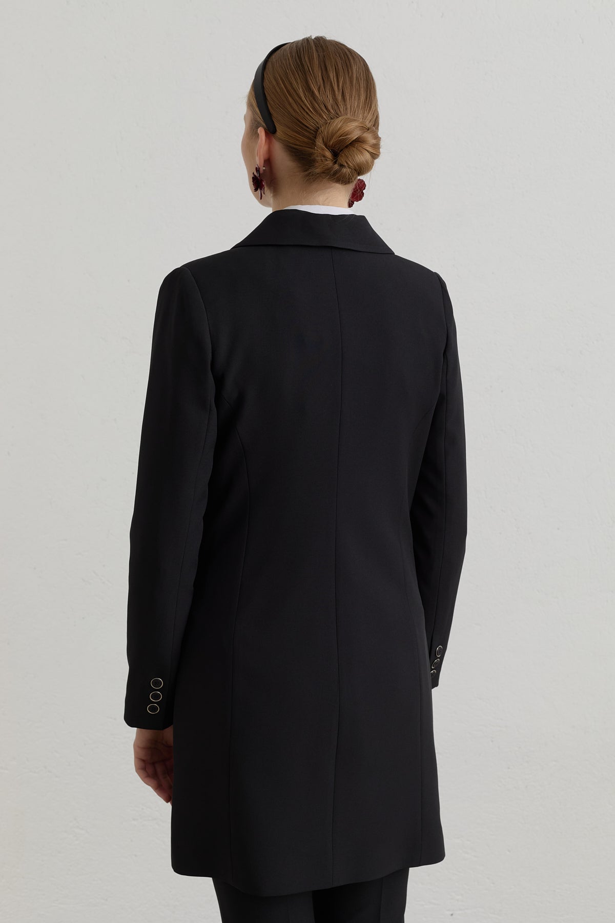 Double-Breasted Basic Blazer Jacket - Black