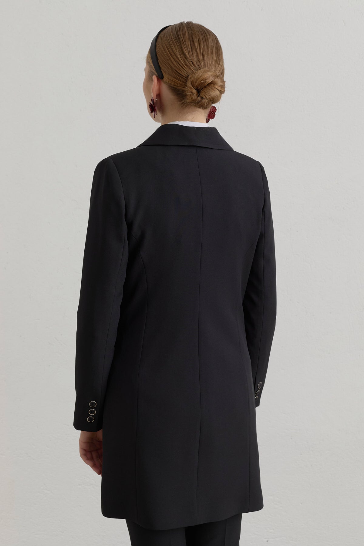 Kruvaze Blazer Ceket - Siyah