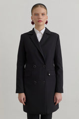 Kruvaze Blazer Ceket - Siyah
