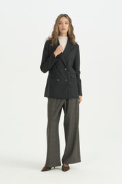 Kruvaze Blazer Ceket - Siyah