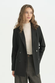 Kruvaze Blazer Ceket - Siyah