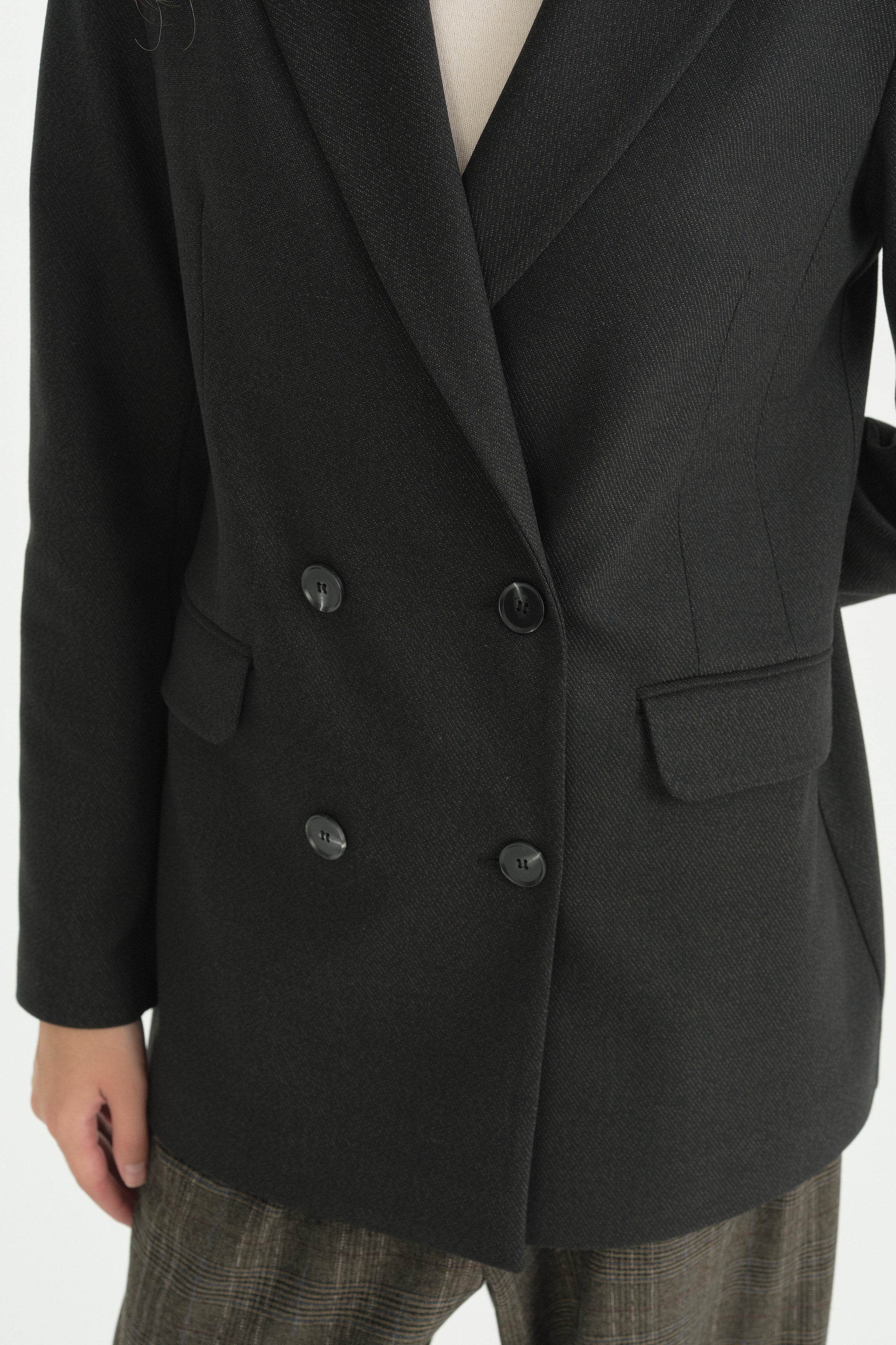 Kruvaze Blazer Ceket - Siyah