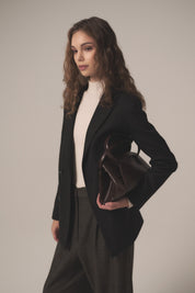 Kruvaze Blazer Ceket - Siyah
