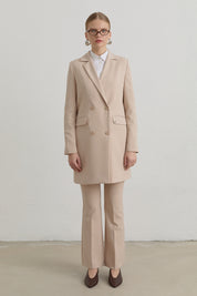 Kruvaze Blazer Basic Ceket - Taş
