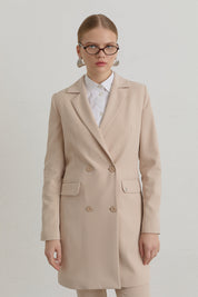 Kruvaze Blazer Basic Ceket - Taş