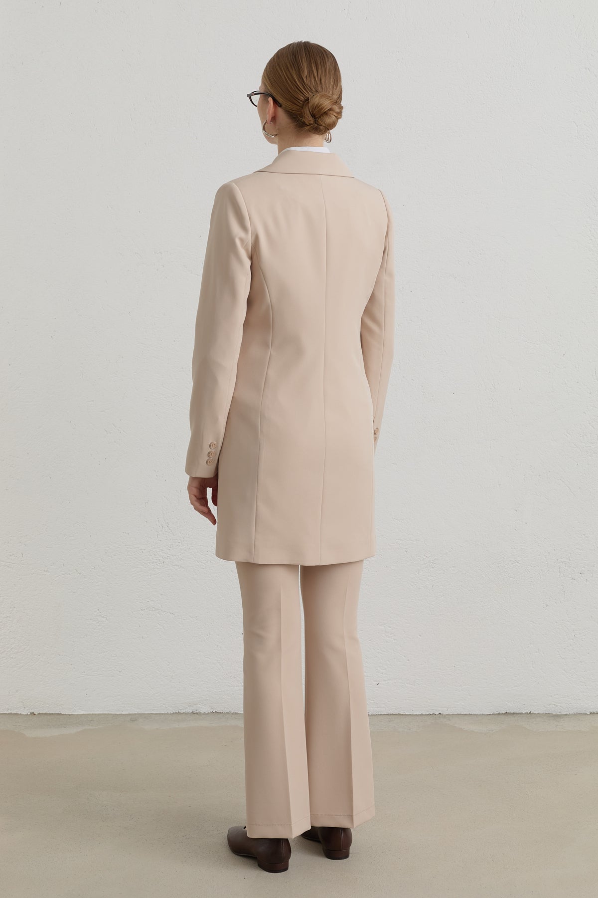 Kruvaze Blazer Basic Ceket - Taş