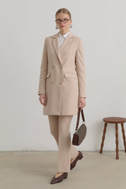 Kruvaze Blazer Ceket - Taş