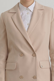 Kruvaze Blazer Ceket - Taş