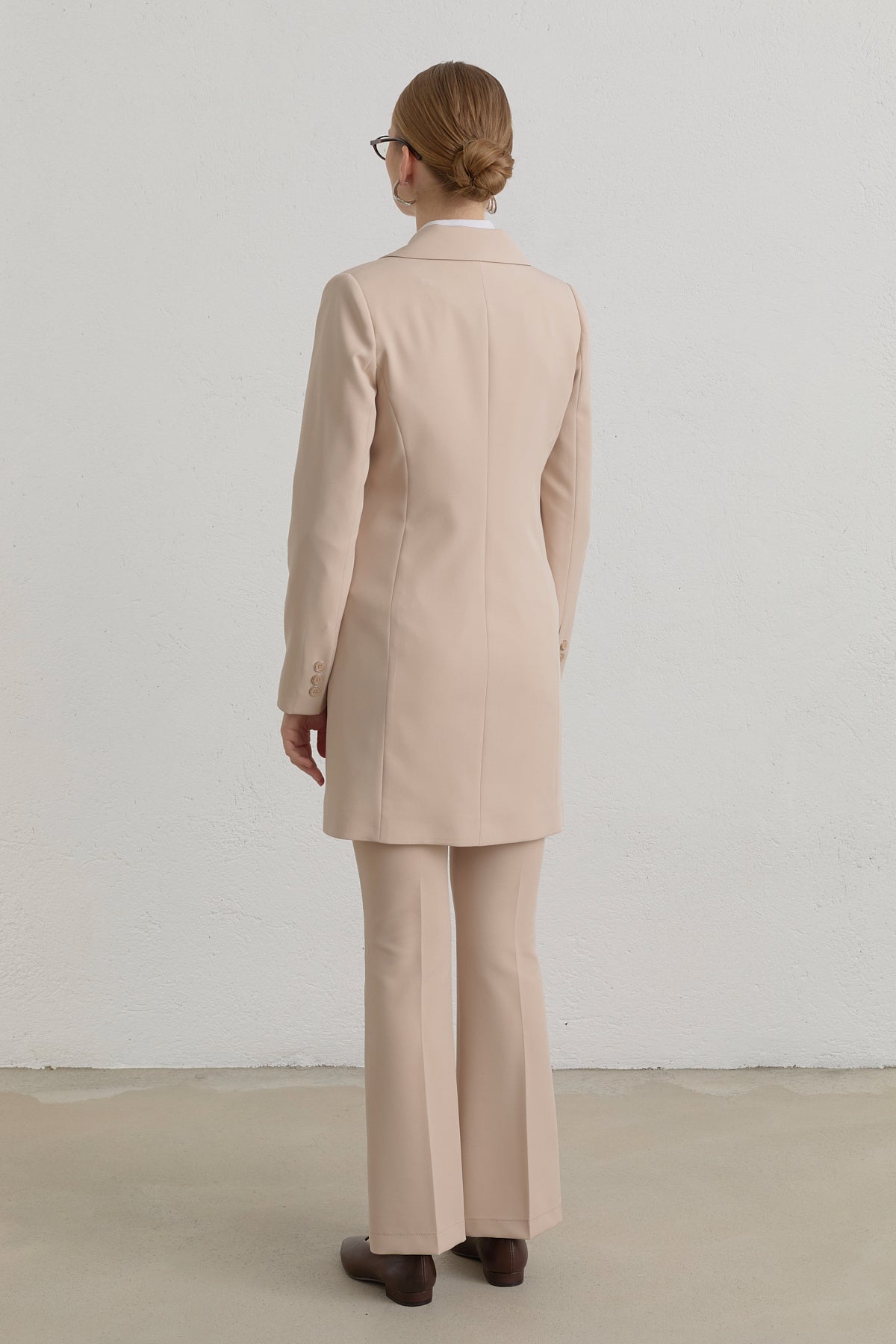 Kruvaze Blazer Ceket - Taş