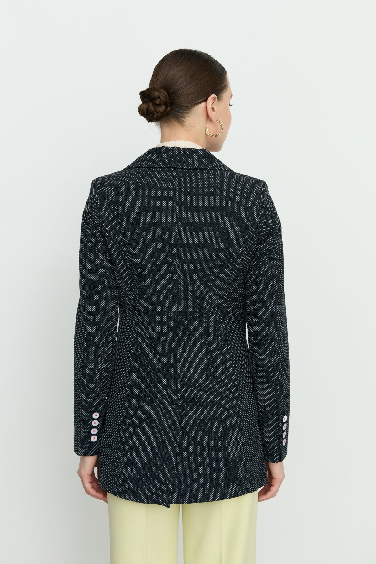 Kruvaze Blazer Viskon Ceket - Lacivert