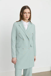 Double-Breasted Blazer Jacket - Aqua