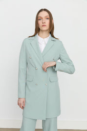 Double-Breasted Blazer Jacket - Aqua