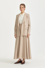 Double-Breasted Viscose Blazer - Beige