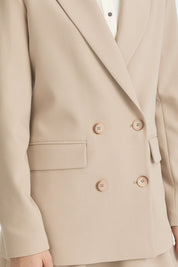 Double-Breasted Viscose Blazer - Beige