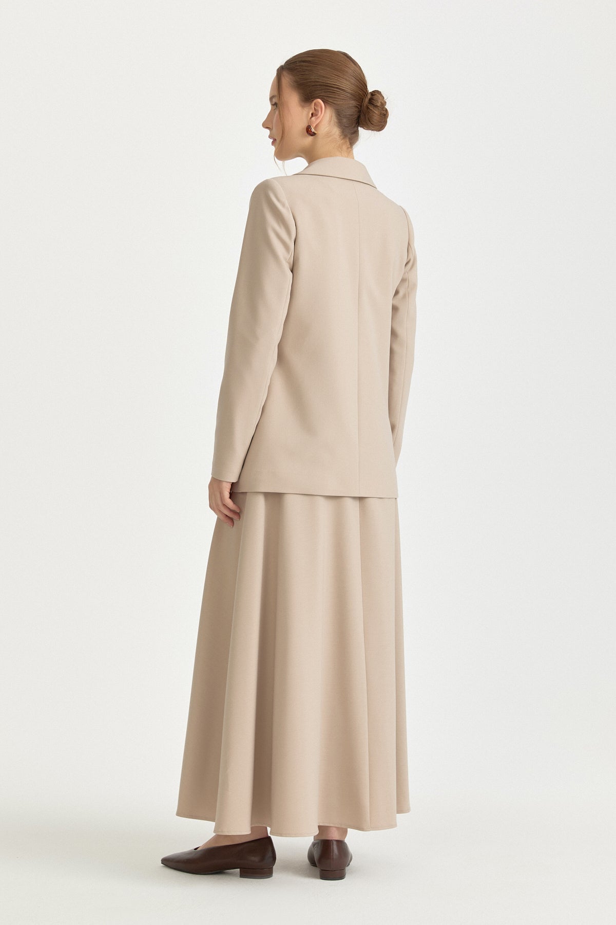 Double-Breasted Viscose Blazer - Beige