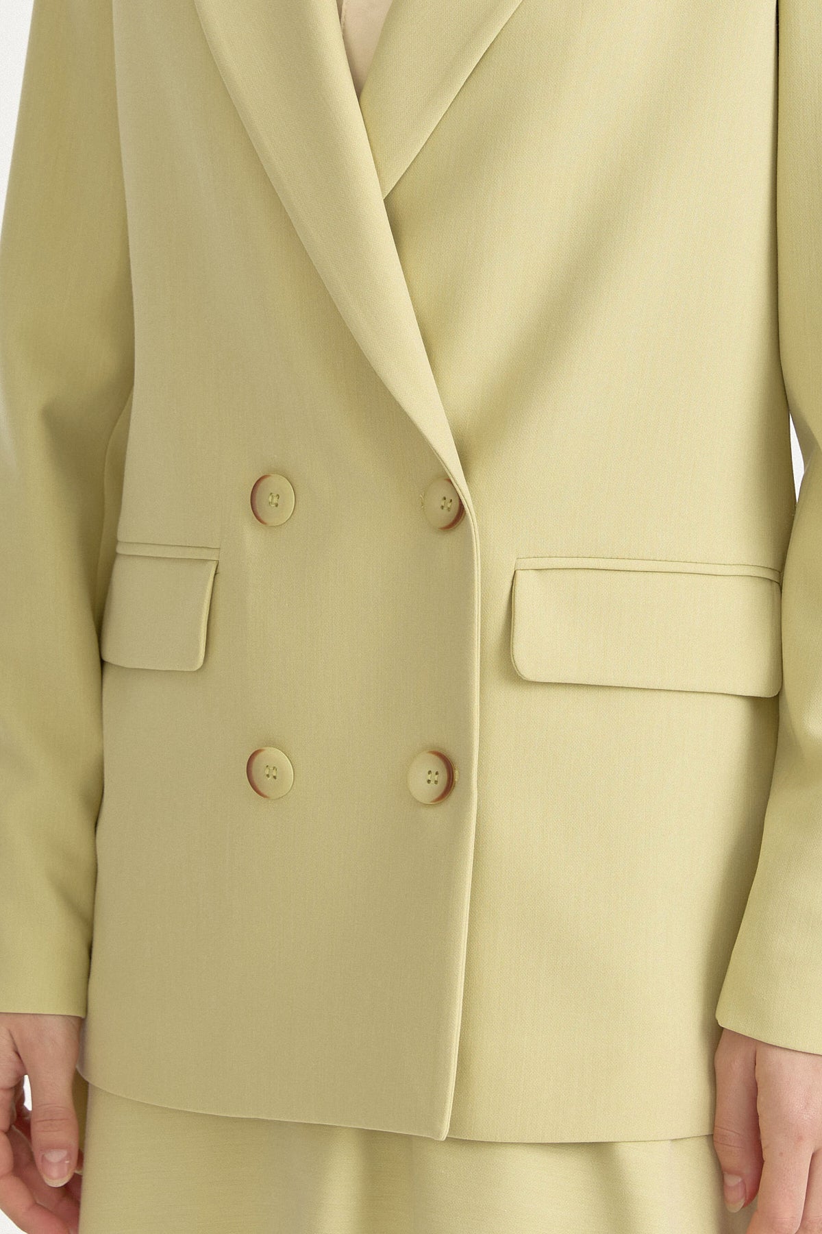 Double Breasted Viscose Blazer Jacket - Pistachio Green