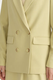 Double Breasted Viscose Blazer Jacket - Pistachio Green