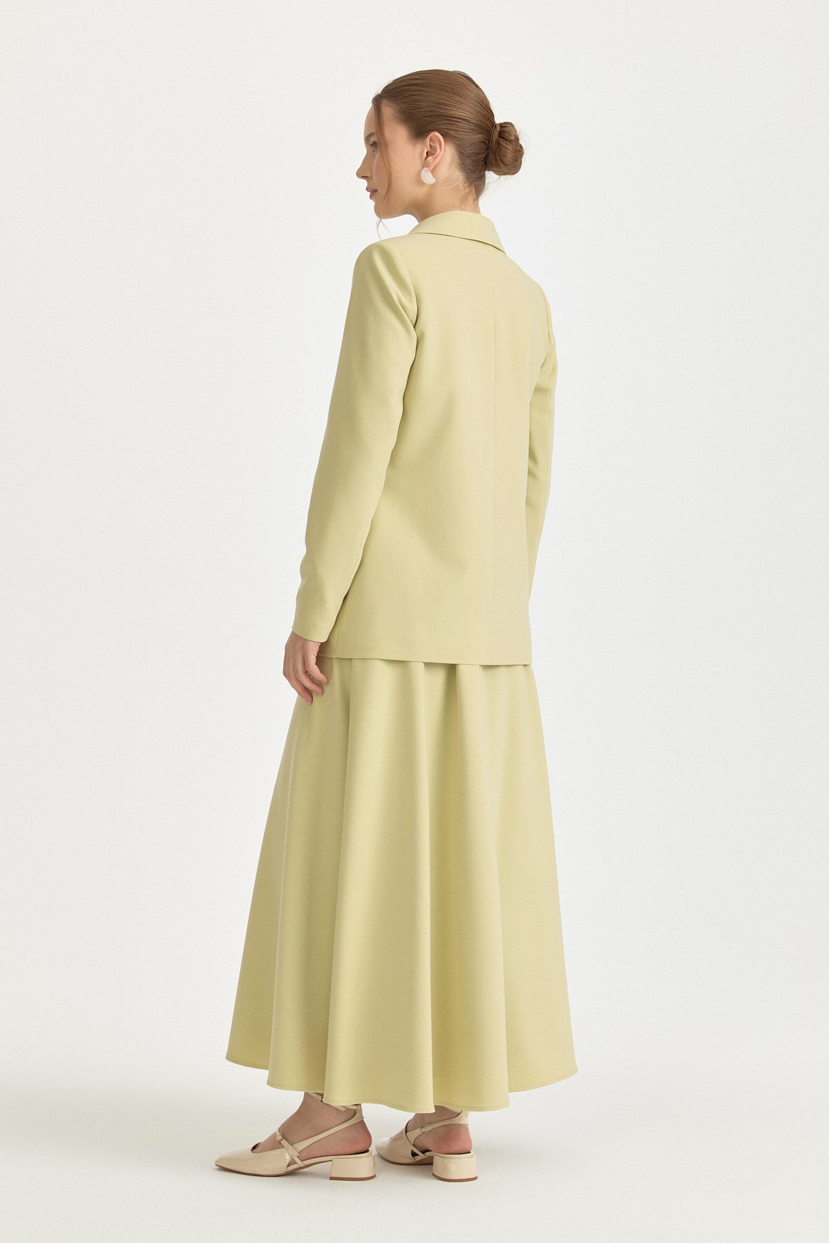 Double Breasted Viscose Blazer Jacket - Pistachio Green