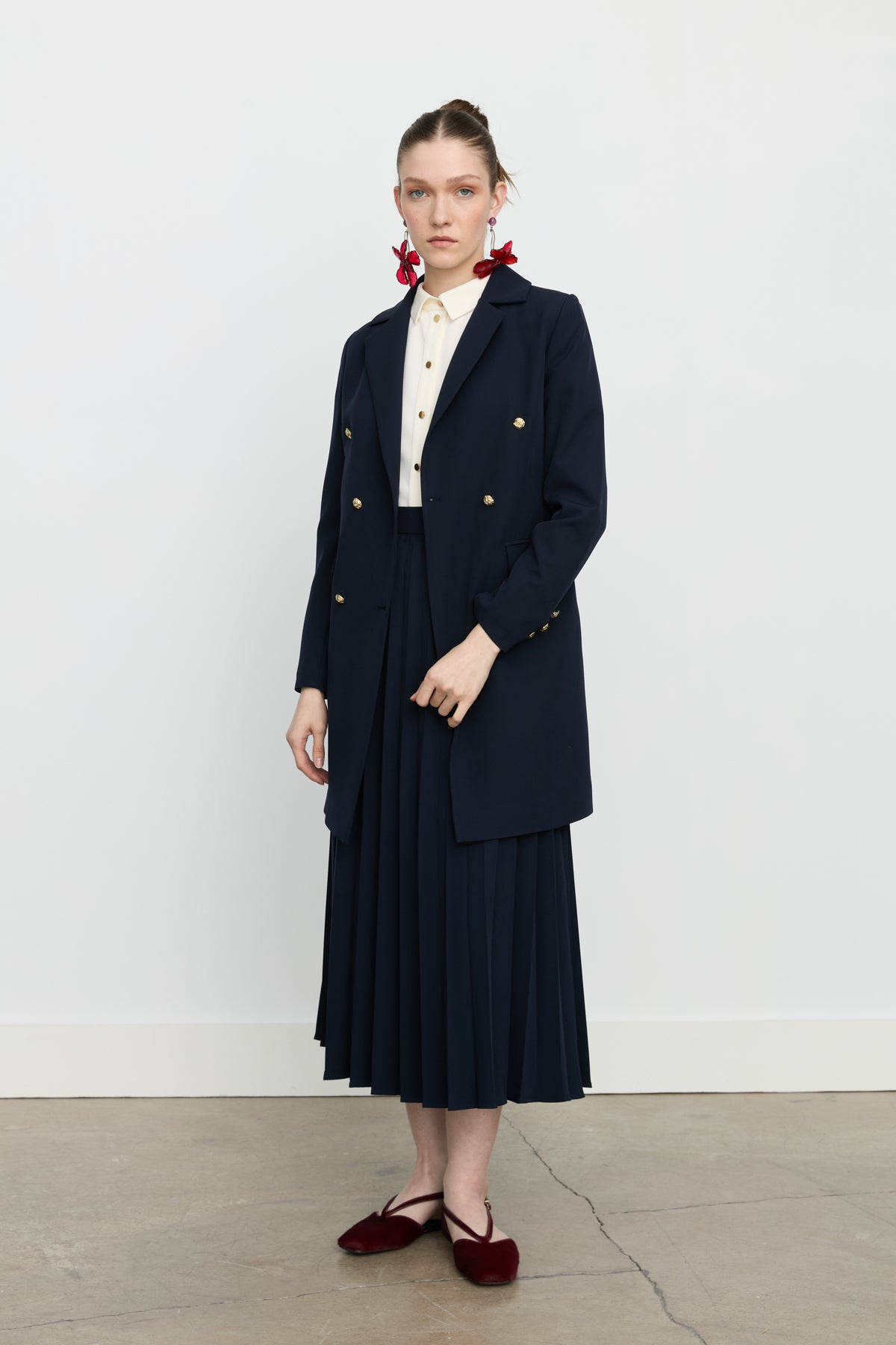 Kruvaze Kapama Blazer Ceket - Lacivert