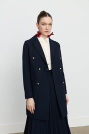 Kruvaze Kapama Blazer Ceket - Lacivert