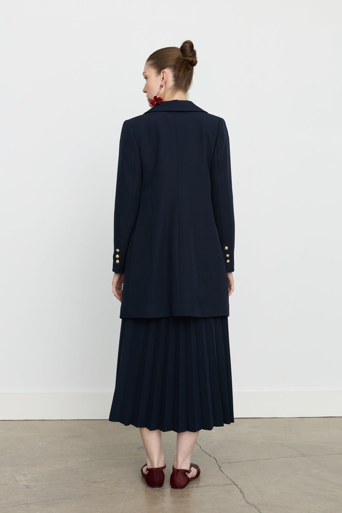 Kruvaze Kapama Blazer Ceket - Lacivert