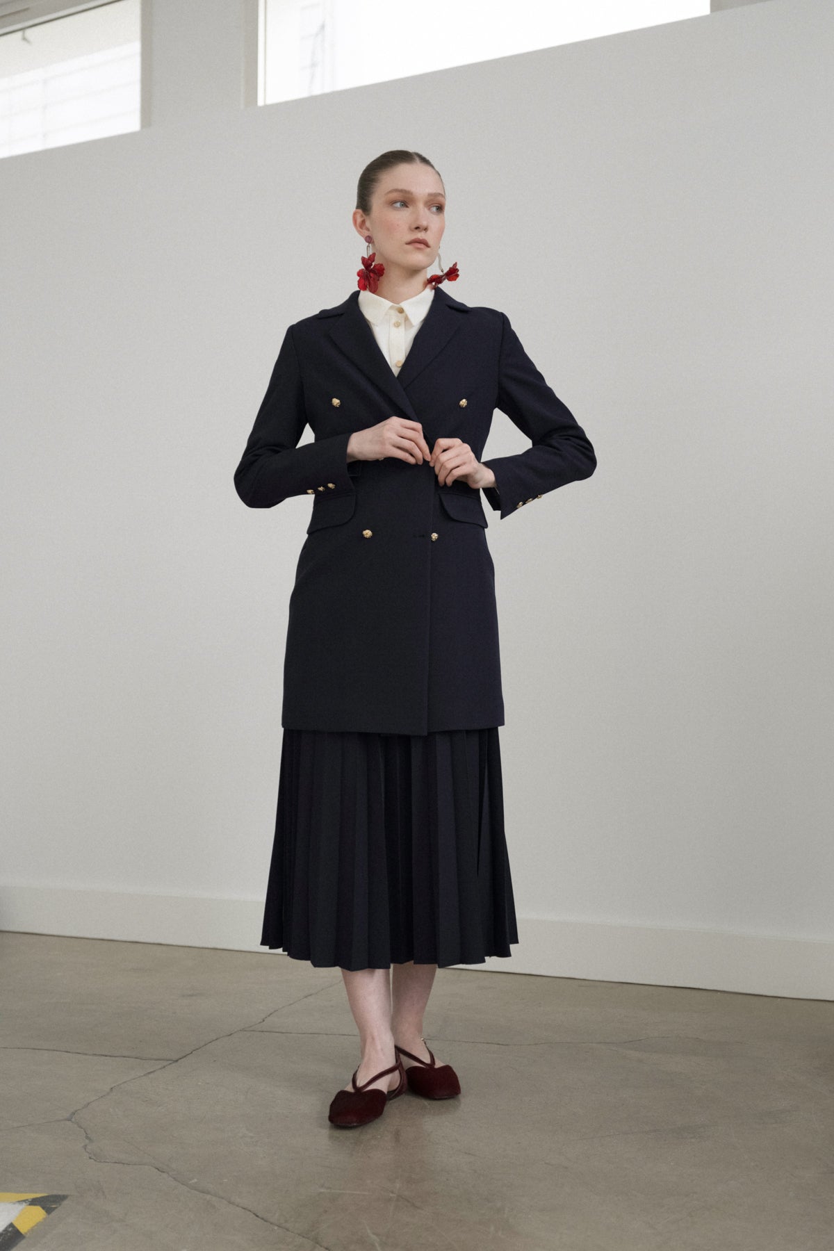 Kruvaze Kapama Blazer Ceket - Lacivert