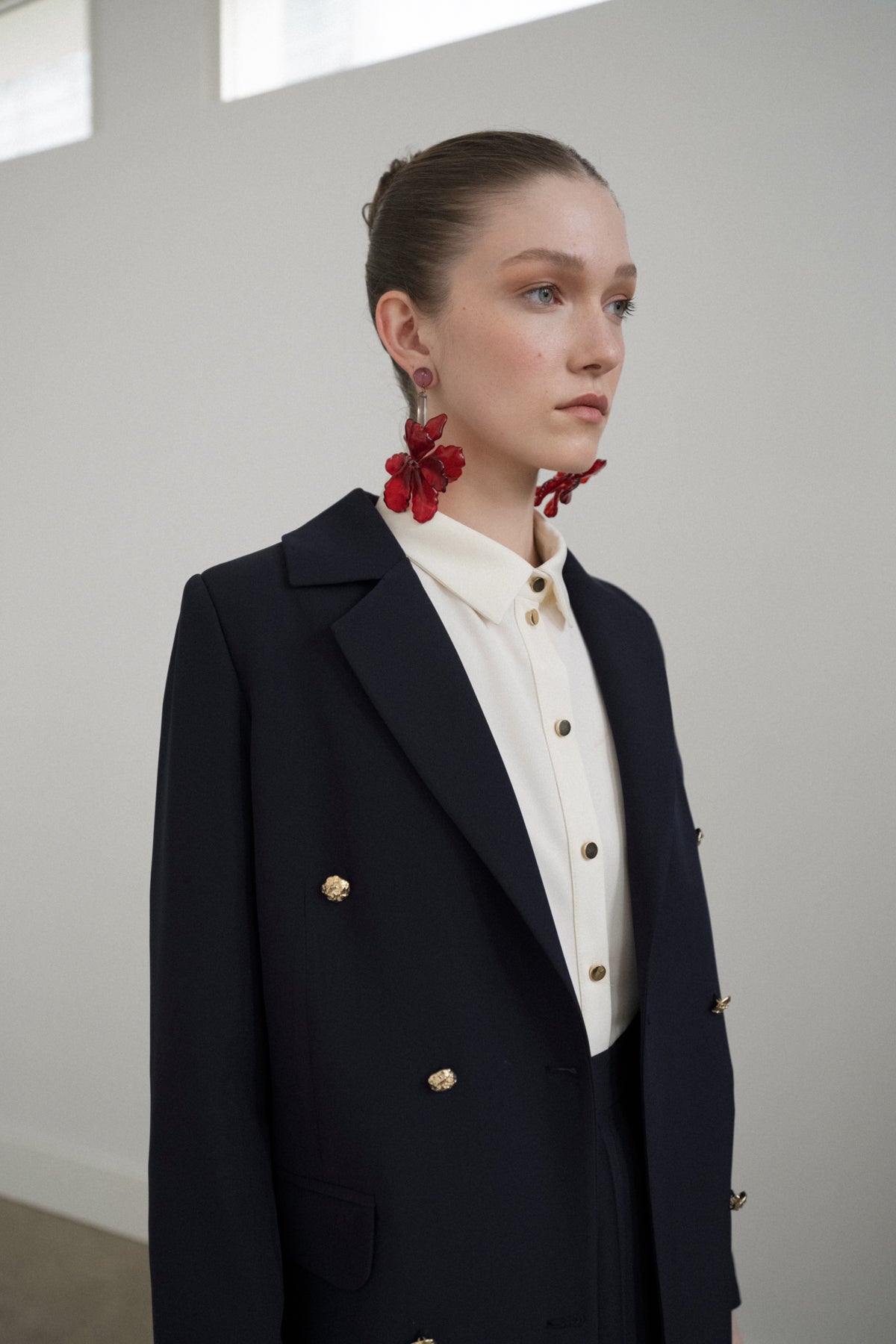 Kruvaze Kapama Blazer Ceket - Lacivert