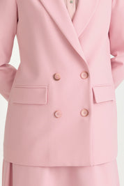 Double-Breasted Viscose Blazer - Pink