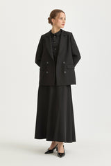 Double-Breasted Viscose Blazer - Black