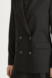 Double-Breasted Viscose Blazer - Black