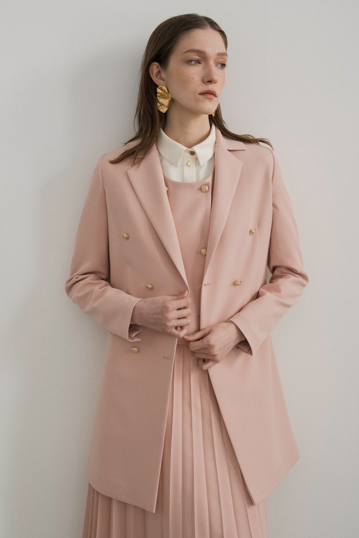 Kruvaze Kapama Blazer Ceket - Somon
