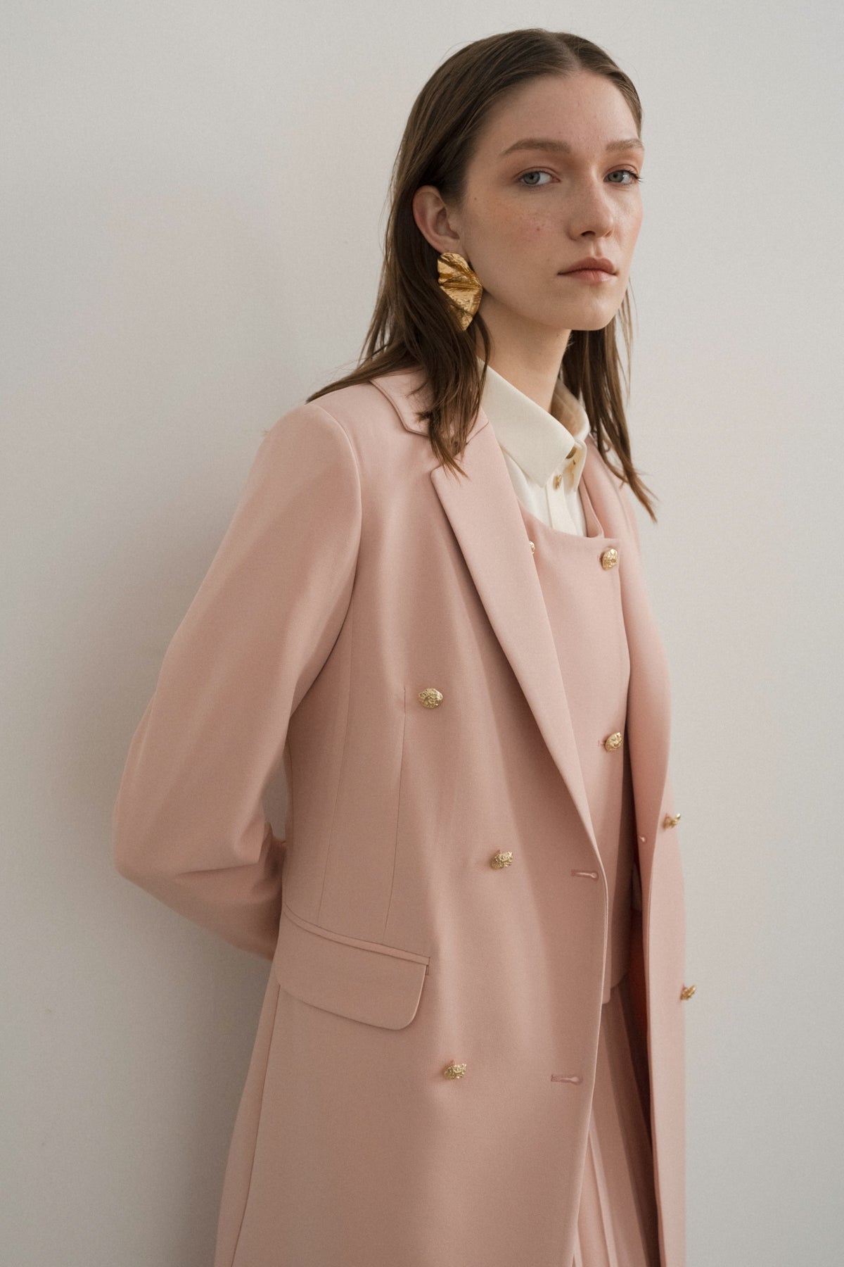 Kruvaze Kapama Blazer Ceket - Somon