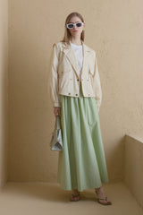 Double-Breasted Short Cotton Jacket - Beige