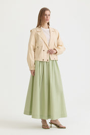 Double-Breasted Short Cotton Jacket - Beige