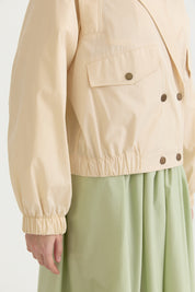 Double-Breasted Short Cotton Jacket - Beige