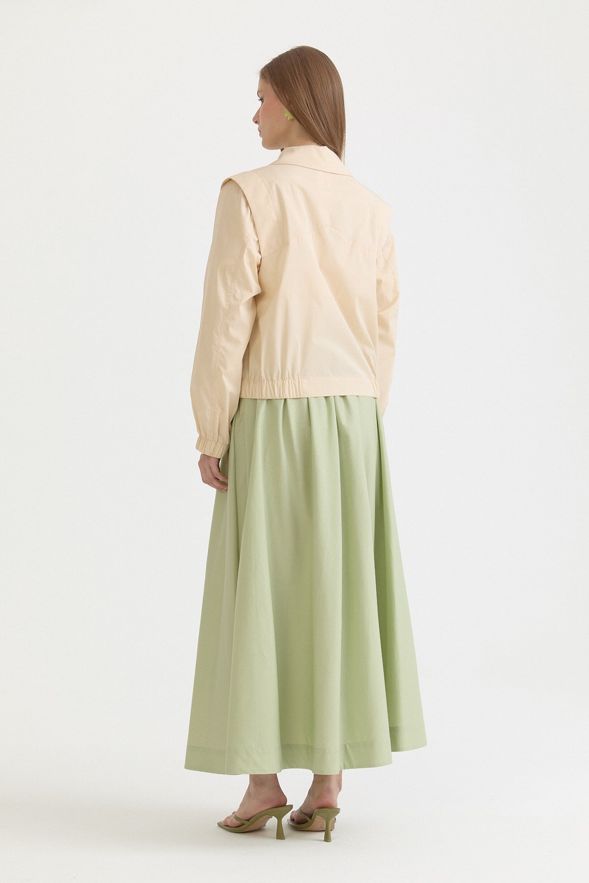 Double-Breasted Short Cotton Jacket - Beige