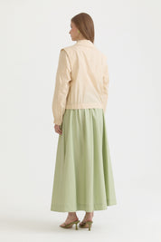Double-Breasted Short Cotton Jacket - Beige