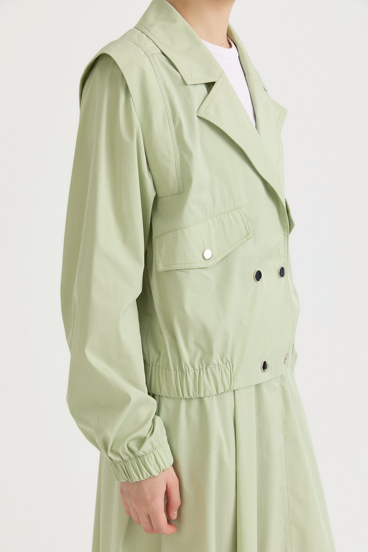 Double-Breasted Short Cotton Jacket - Çağla