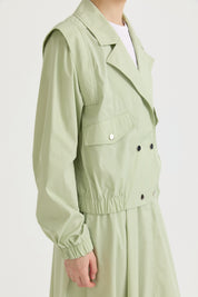 Double-Breasted Short Cotton Jacket - Çağla