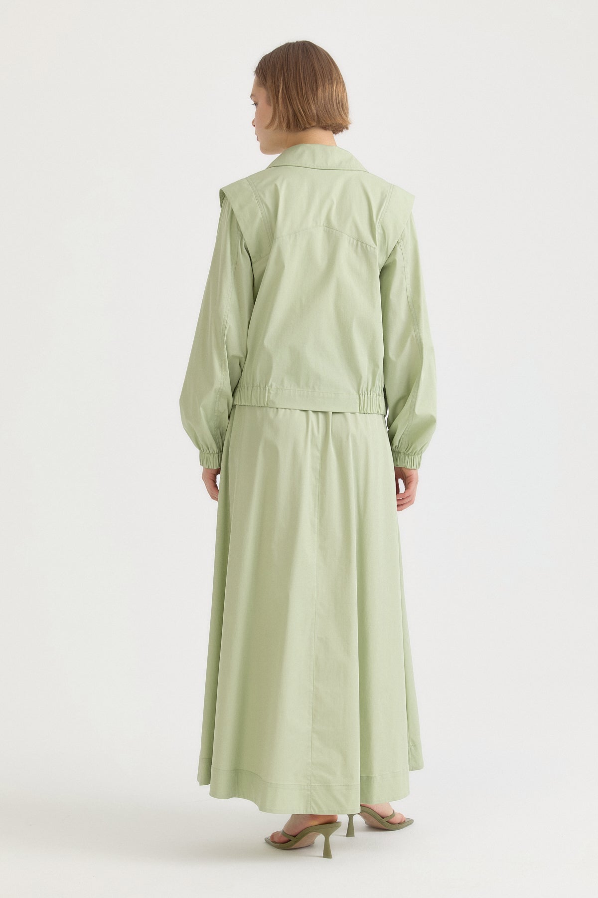 Double-Breasted Short Cotton Jacket - Çağla