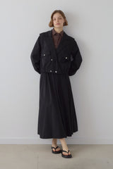 Double-breasted Closure Short Cotton Jacket - Black