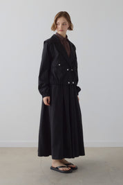 Double-breasted Closure Short Cotton Jacket - Black