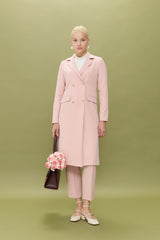 Double-Breasted Long Blazer Jacket - Salmon
