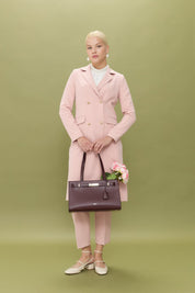 Double-Breasted Long Blazer Jacket - Salmon