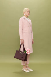 Double-Breasted Long Blazer Jacket - Salmon