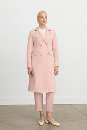 Double-Breasted Long Blazer Jacket - Salmon