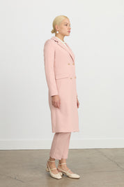 Double-Breasted Long Blazer Jacket - Salmon