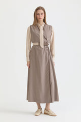 Double-Breasted Belted Pinafore Dress - Mink