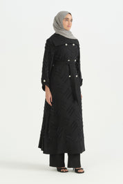 Kruvaze Parlak Abaya - Siyah