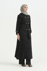 Kruvaze Parlak Abaya - Siyah
